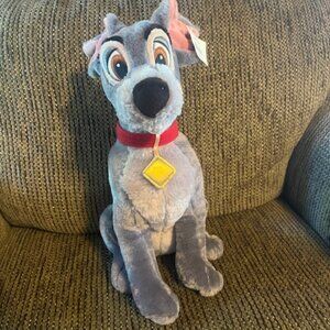 Disney 13" Tramp Toy, Grey with Red Collar